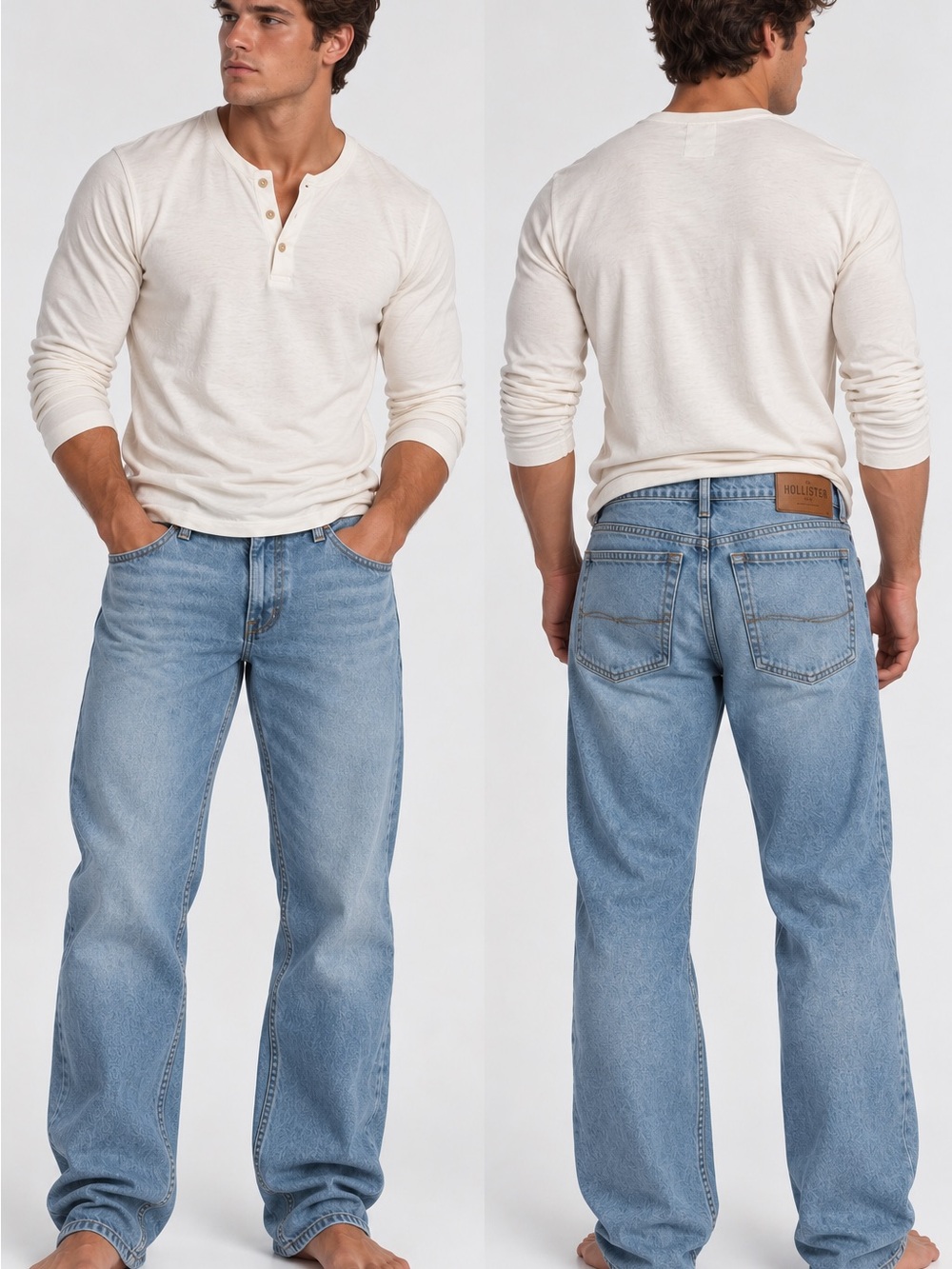 Hollister Men's Light Wash Loose Jeans- 32”